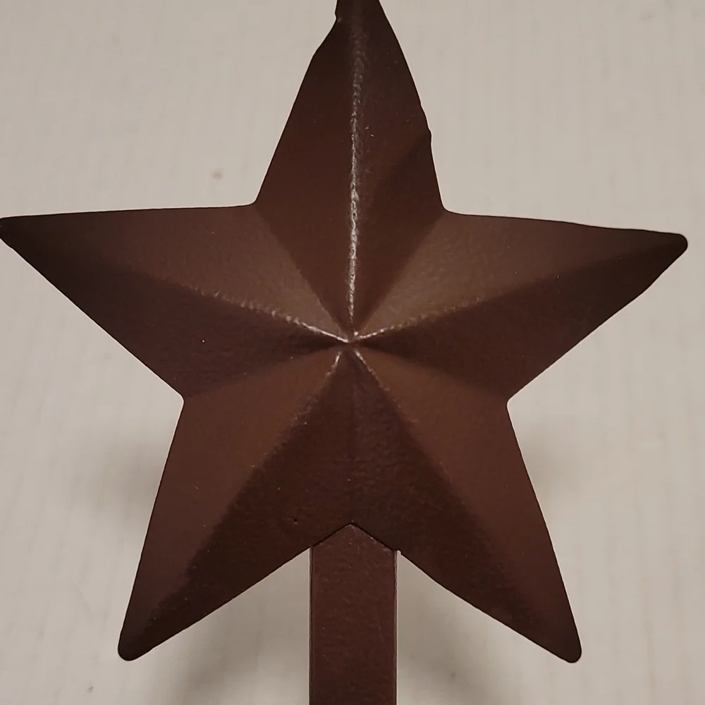 Pair of Primitive Burgundy Star Toilet Paper Holder and Towel Holder